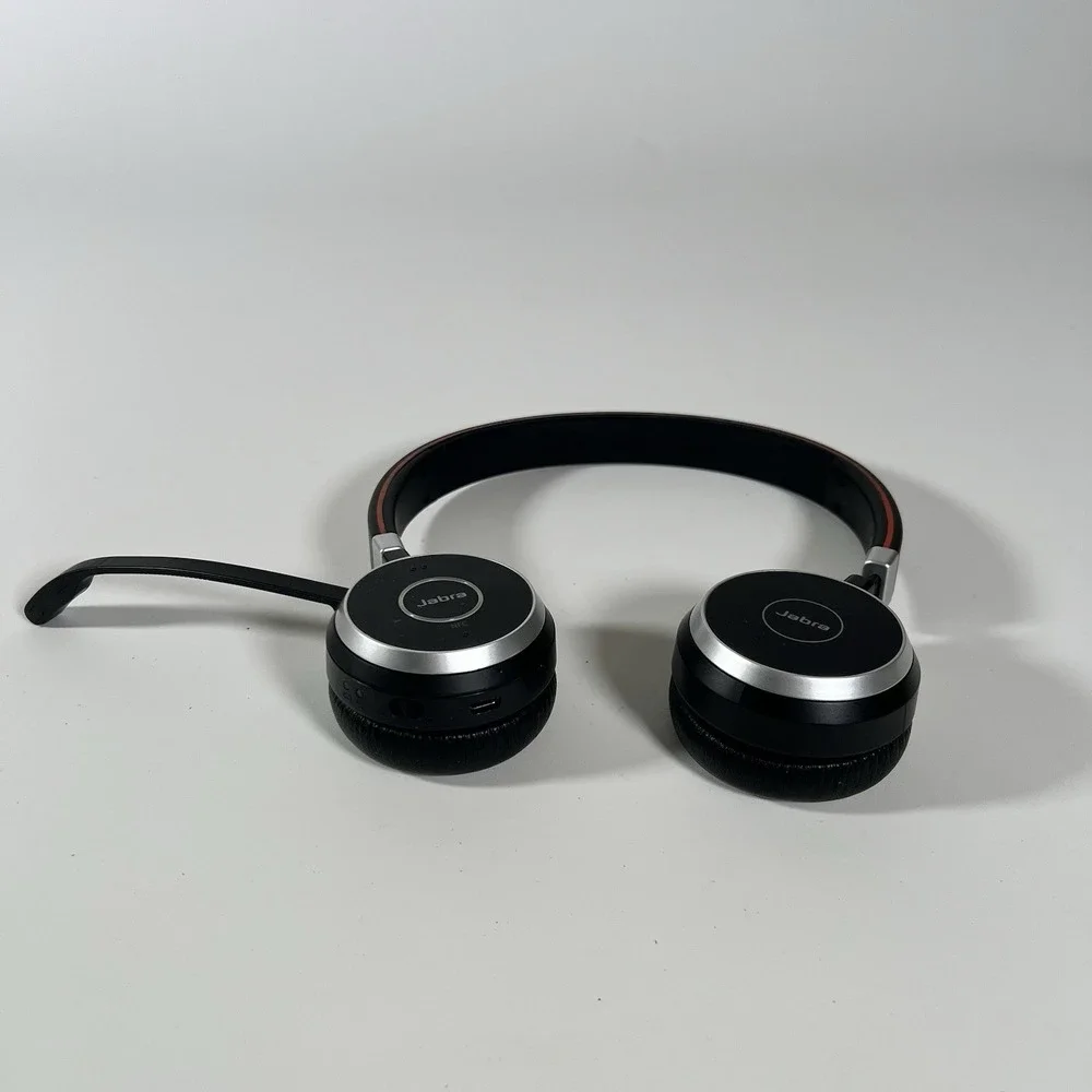 Jabra Evolve 65 UC Stereo Bluetooth On the Ear Headset- Black Tested Working